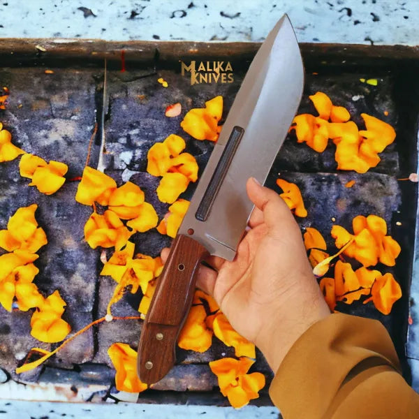 D2 Bowie Knife | Rosewood Handle | Bushcraft Tool.
