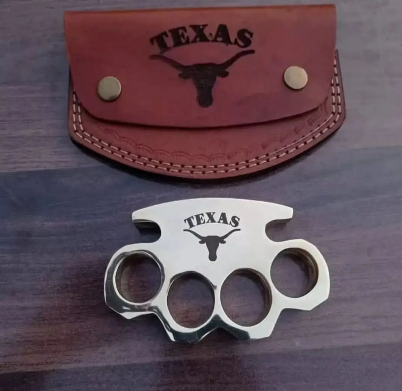 Custom Engraved Brass Knuckle with Leather Belt Case – Solid Brass Power & Style