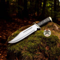 Timber Rattler Western Outlaw Knife by cskforged featuring a full tang, rugged blade, and detailed handle design.