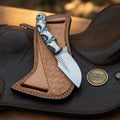 White Marble Resin Rasp Skinner Knife with Curved Rasp-Style Blade