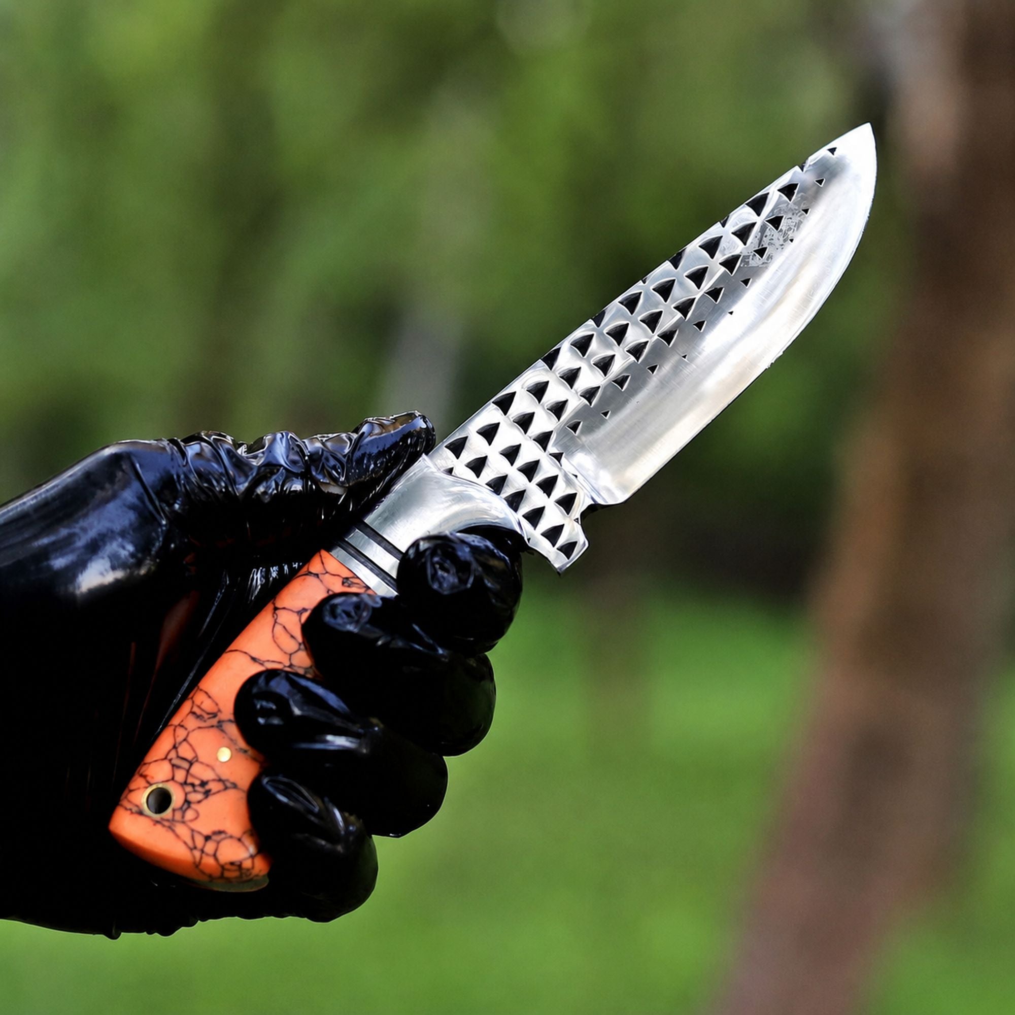 Cowboy Hunting Knife Rasp D2 Steel Turquoise Handle