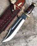 Crocodile Dundee Bowie Knife by Paul Hogan | Custom 16-Inch 440C Steel Blade with Leather and Buffalo Horn Handle, Brass Guard, and Leather Sheath