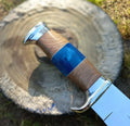 Crocodile Dundee Bowie Knife by Paul Hogan | Custom 16-Inch 440C Steel Blade with Olive Wood and Resin Handle, Steel Guard, and Leather Sheath