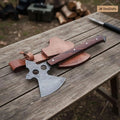 Damascus Tri-Hole Tomahawk with Skeletonized Forged Head