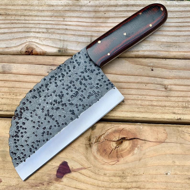 Handmade Cleaver & Boning Knives Set – J2 Forged Steel with G10 Handle & Leather Sheath