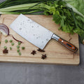 Custom Handmade 1095 Steel Cleaver Knife – 12.5" Butcher’s Essential with Exotic Wood Handle, Steel Bolster & Leather Sheath