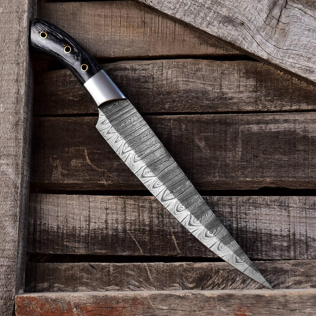 Damascus Steel Best Chef Knife – 7" Custom Handmade with Pakkawood Handle