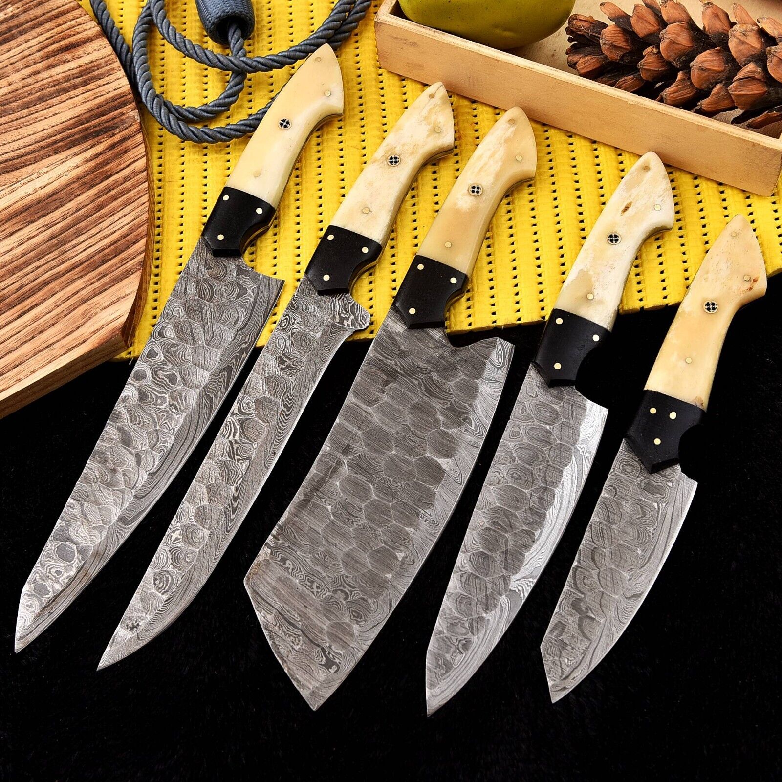 Custom Handmade Damascus Knife Kitchen Set – 9" to 13"