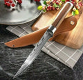 Best Custom Handmade Damascus Steel Fillet Knife - 10.5" Flexible Blade with Exotic Wood Handle & Leather Sheath