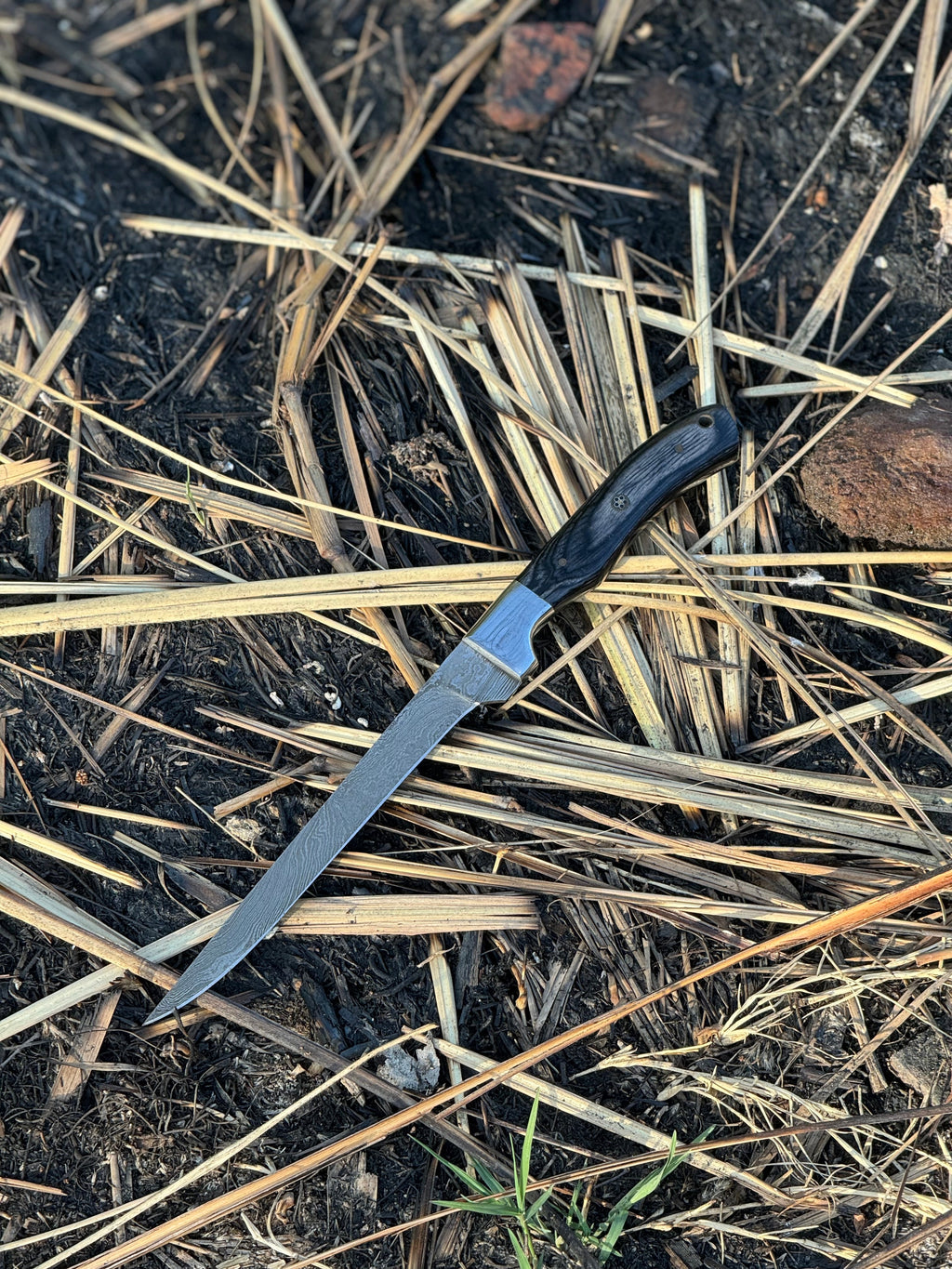 Custom Handmade Damascus Steel Fishing Fillet Knife - 13" Blade with Pakkawood Handle, Steel Bolster & Leather Sheath | Premium Flexible Fillet Knife