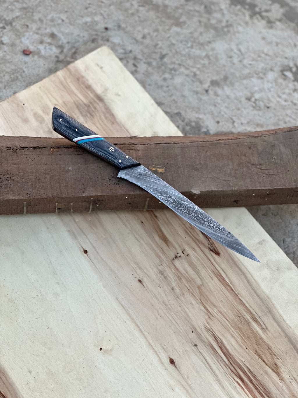 Custom Handmade Damascus Steel Fishing Fillet Knife - 13" with Pakkawood Handle