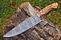 Custom handmade 7-inch chef knife by DreamChefTools with Damascus steel blade and pine cone handle from Knives Gear Garage.