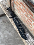 Custom Acid Etched D2 Steel Bowie Knife | Rosewood Handle with Steel Guard & Leather Sheath
