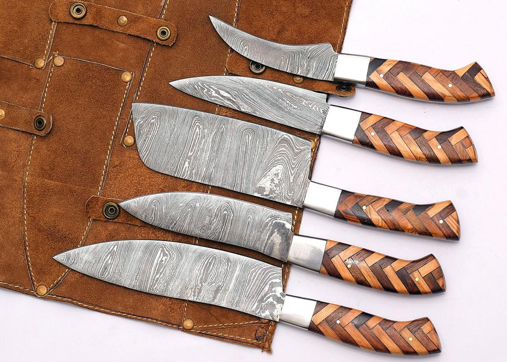 Custom Handmade Damascus Chef Knife Set - 8” to 13” Blades