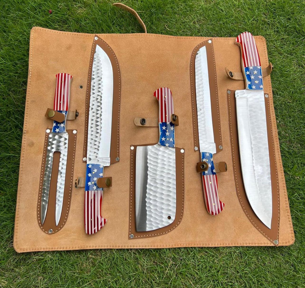 Custom Handmade Damascus Cooking Knife Set (8"-13" Blades)