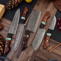 Custom Handmade Damascus Knife Kitchen Set | 9”-13” Blades