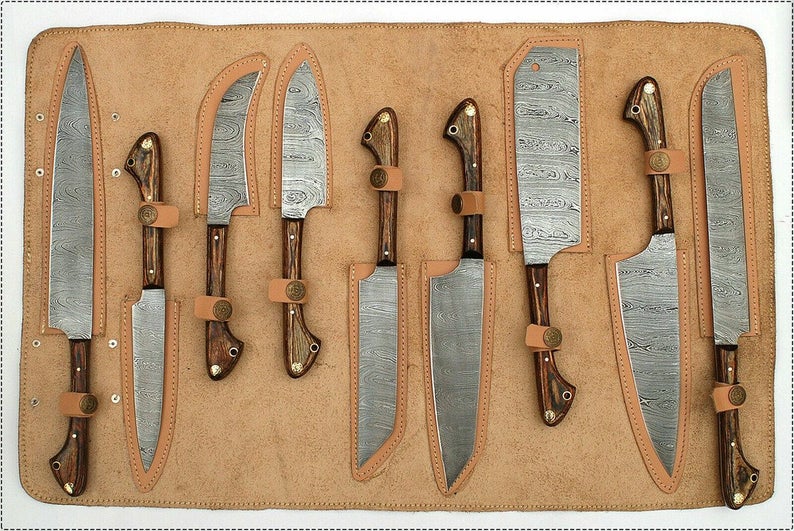 Premium Damascus Knife Set for Kitchen - Handmade Chef Knife Set