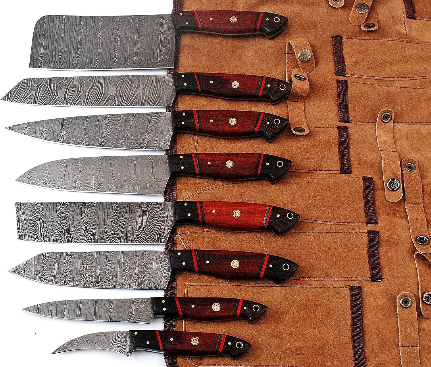 Custom Handmade Damascus Steel Knife Set – 8-Inch Blade