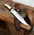 Custom Handmade David Bowie J2 Steel outdoor fixed blade knife with camel bone handle - Relic & Reel