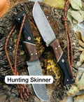 Custom Handmade J2 Steel Hunting Knife with Rosewood and Pakkawood Handle – Includes Leather Sheath