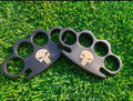 Custom Handmade Black Steel Engraved Knuckle Duster with Belt Loop Leather Case - Solid Brass Construction