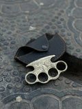 Custom Handmade Engraved Brass Knuckles with Premium Leather Carry Case – Solid Brass EDC Art Piece