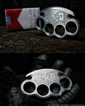 Custom Handmade Engraved Brass Knuckles with Leather Belt Case – Solid Brass Self-Defense Tool
