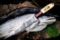 Damascus steel filleting knife with camel bone and rosewood handle - Texan Knives | Relic & Reel