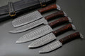 Custom Handmade Knife Set with Damascus Steel Blade & Rosewood Handle