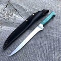 Custom Handmade Stainless Steel Fishing Fillet Knife - 13" with Green Micarta Handle and Steel Bolsters