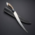 Custom Handmade Stainless Steel Fishing Fillet Knife - 13" with Rosewood and Buffalo Horn Handle