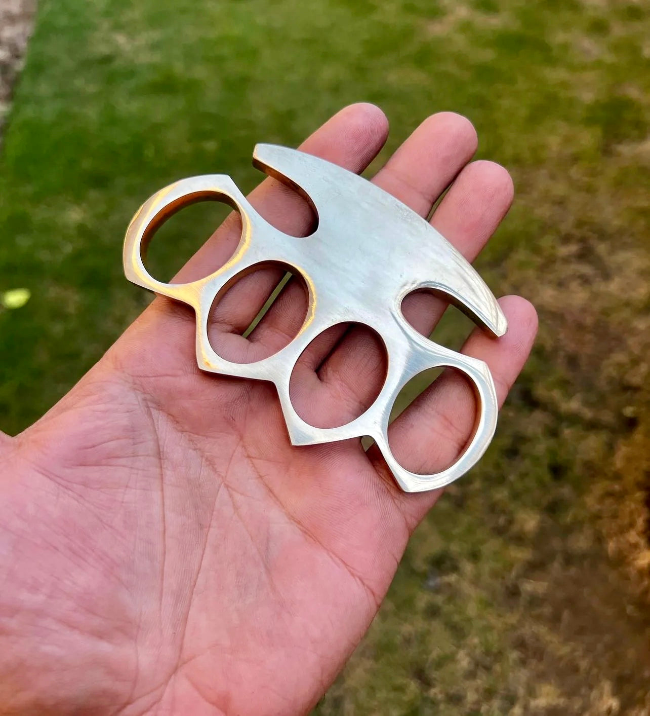 Custom Brass Knuckle – Solid Brass with Leather Belt Loop Case