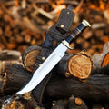 Handmade D2 steel Crocodile Dundee survival knife by cskforged with a textured handle and sharp blade for outdoor use.
