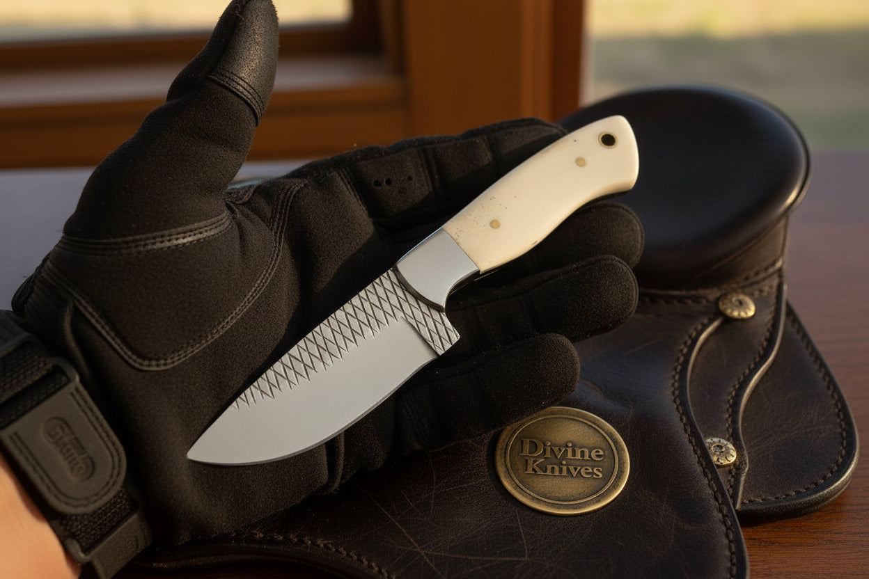 Bone Western Rasp Cowboy Knife with Rasp File Blade