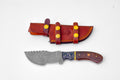 Titan International K Warden Tracker camping knife with Damascus steel blade and walnut diamond wood grip, model TK-216W.