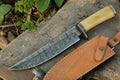 Handmade Damascus Bowie Knife with Bone Handle – 15"