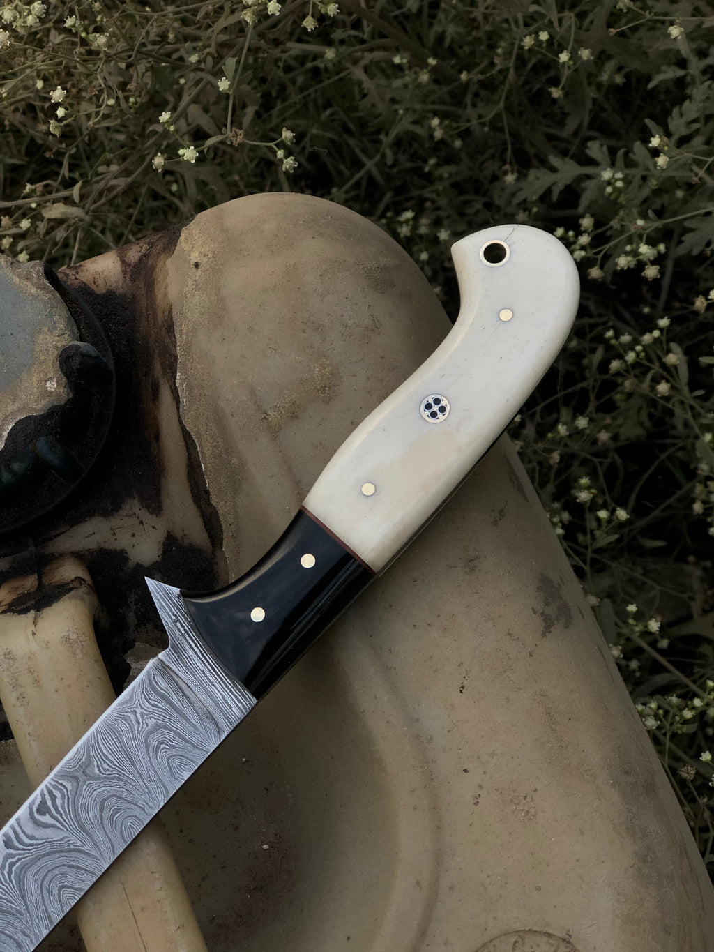 Custom Handmade Damascus Steel Fillet Knife with Wenge Wood and Bone Handle - Includes Leather Sheath