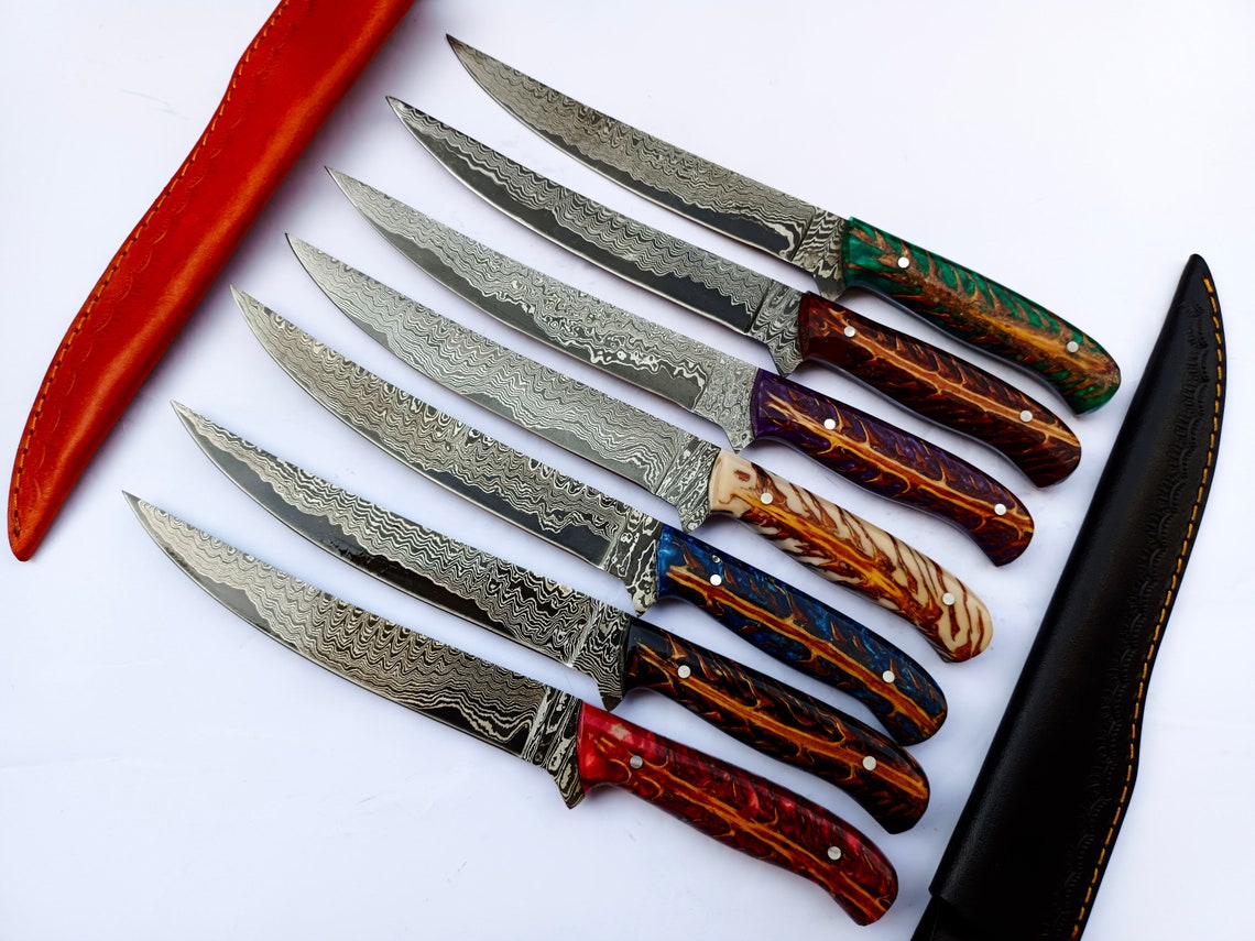 Custom Handmade Damascus Fillet Knife – 8” Razor-Sharp Precision with Resin Handle