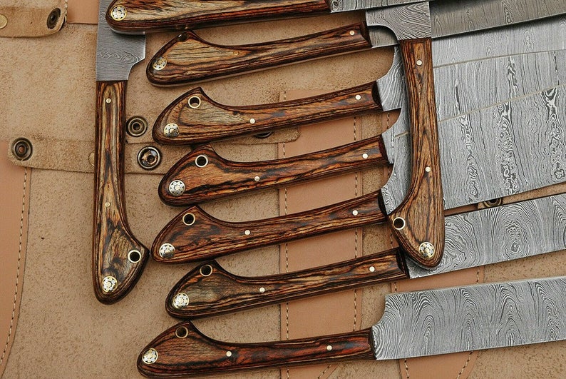 Premium Damascus Knife Set for Kitchen - Handmade Chef Knife Set