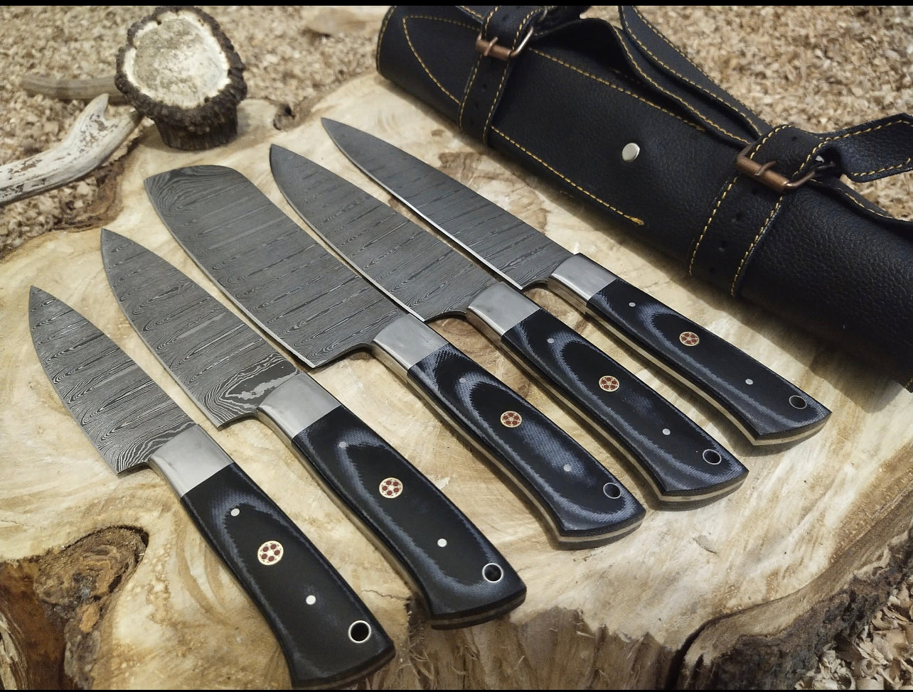 Custom Handmade Damascus Knife Set with G10 Handles – 9 to 13 Inch Blades