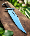 Cskforged Rambo survival knife with D2 steel blade, black handle, and rugged design for outdoor and survival use.