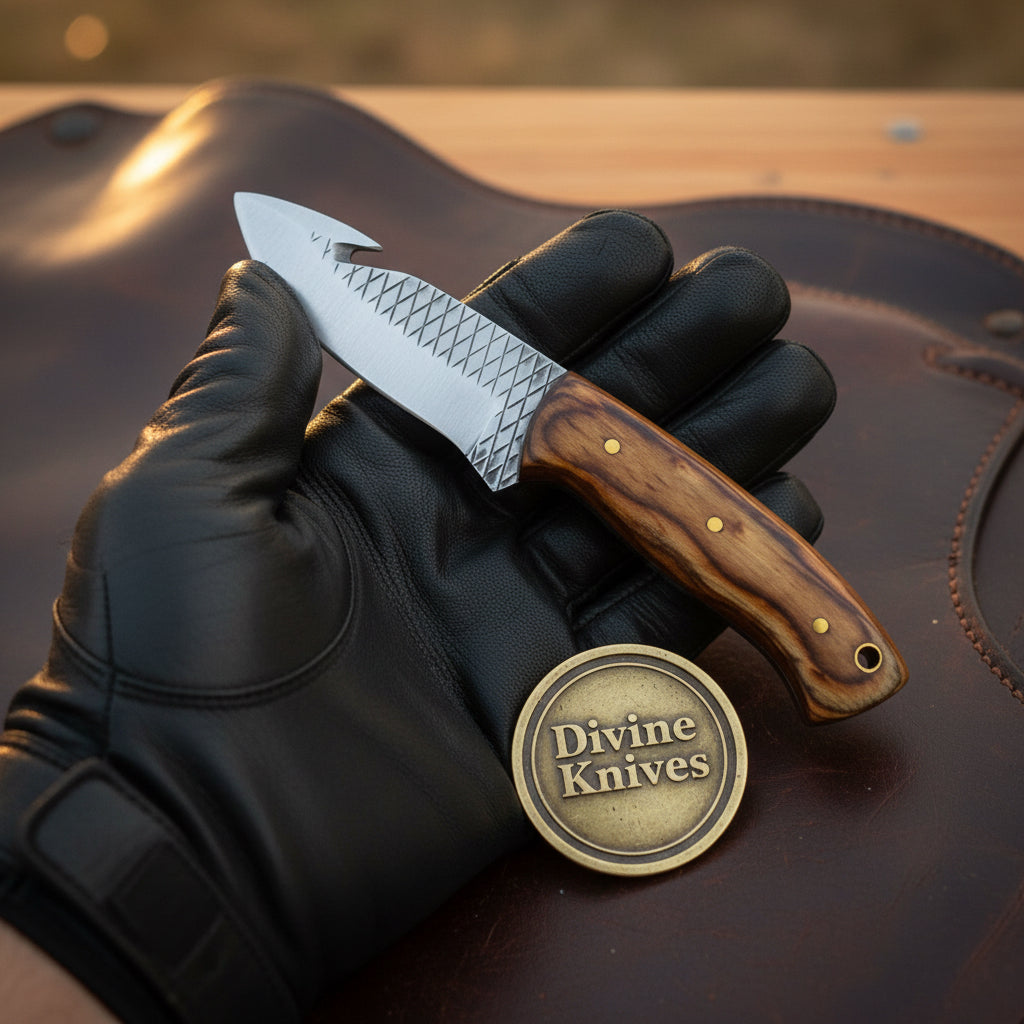 Hand-Forged Rasp Steel Wood Gut Hook Knife