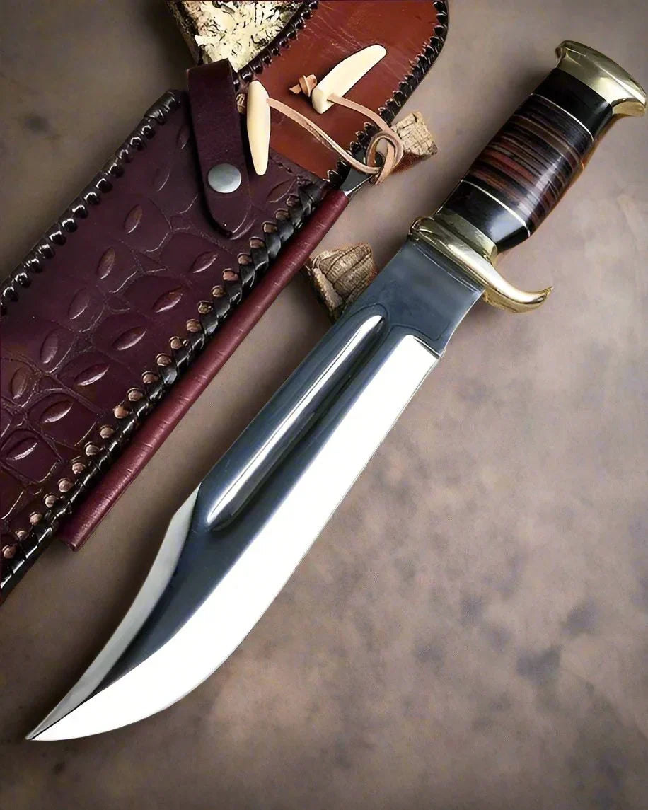 Best Crocodile Dundee Bowie Knife – 16" Handmade 440C Steel Blade with Leather & Resin Handle