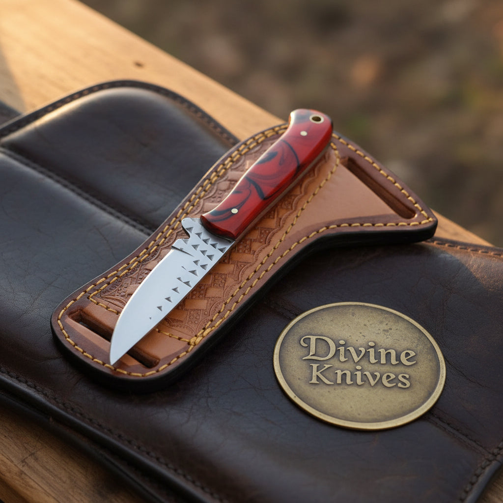 Red Swirl Resin Rasp Skinner with Distinctive Red Swirl Handle