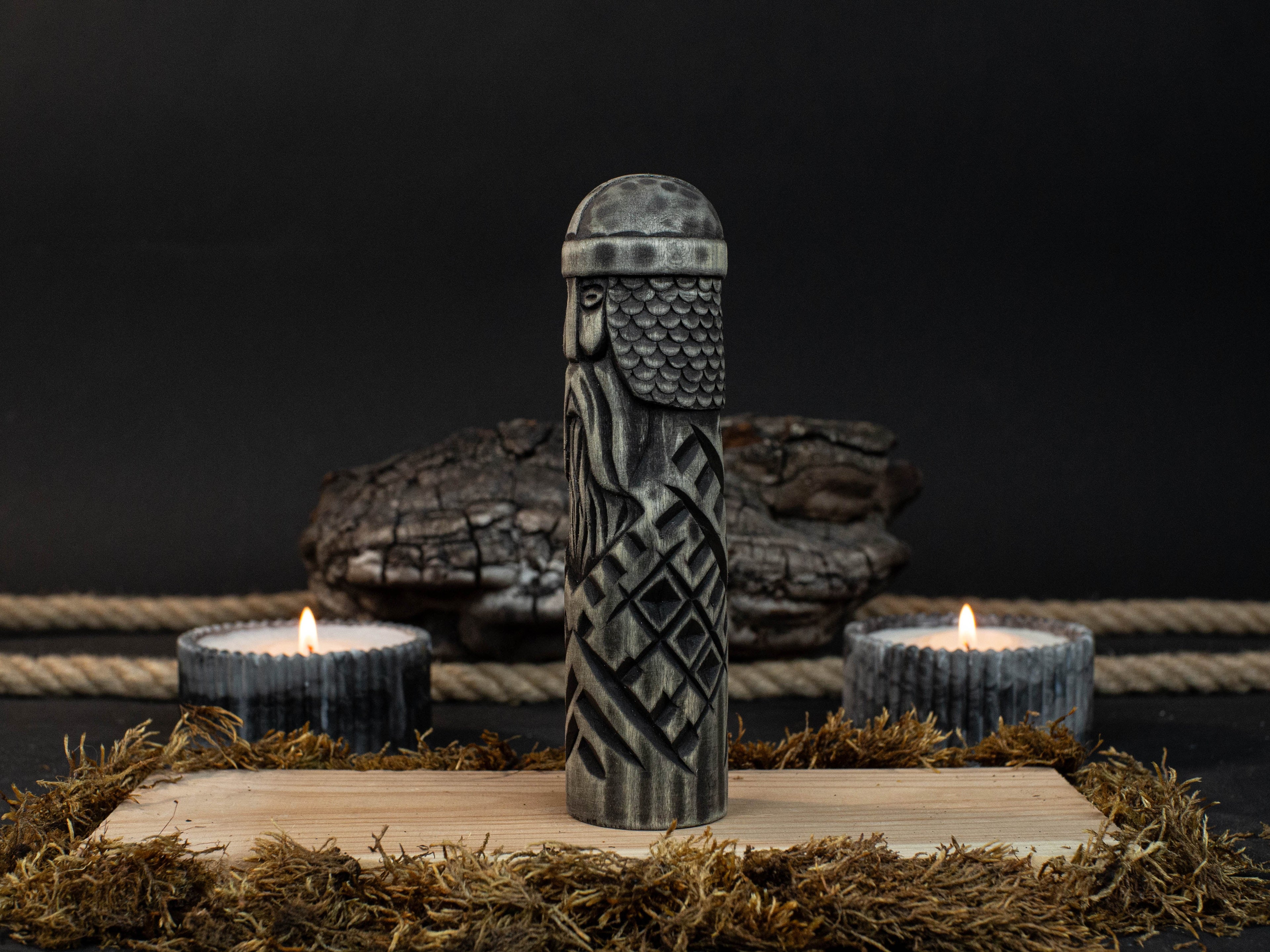 Hand-Carved Baldr Wooden Figurine – Norse God of Light and Purity