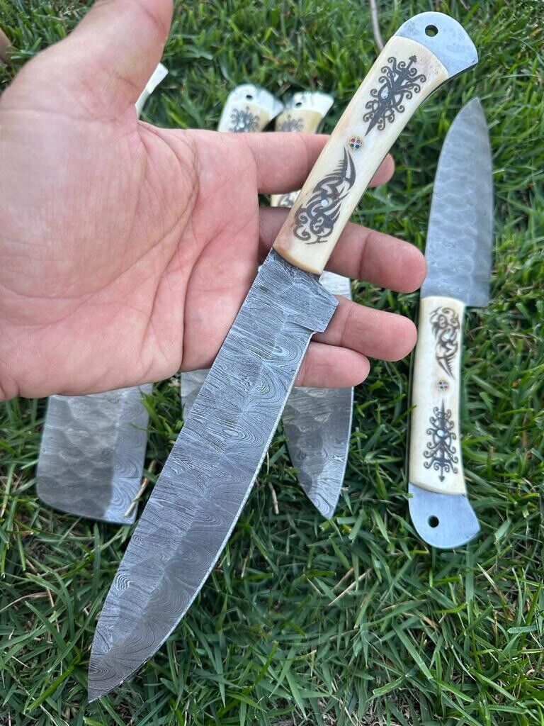 Custom Handmade Damascus Knife Kitchen Set | 9"-13" Blades
