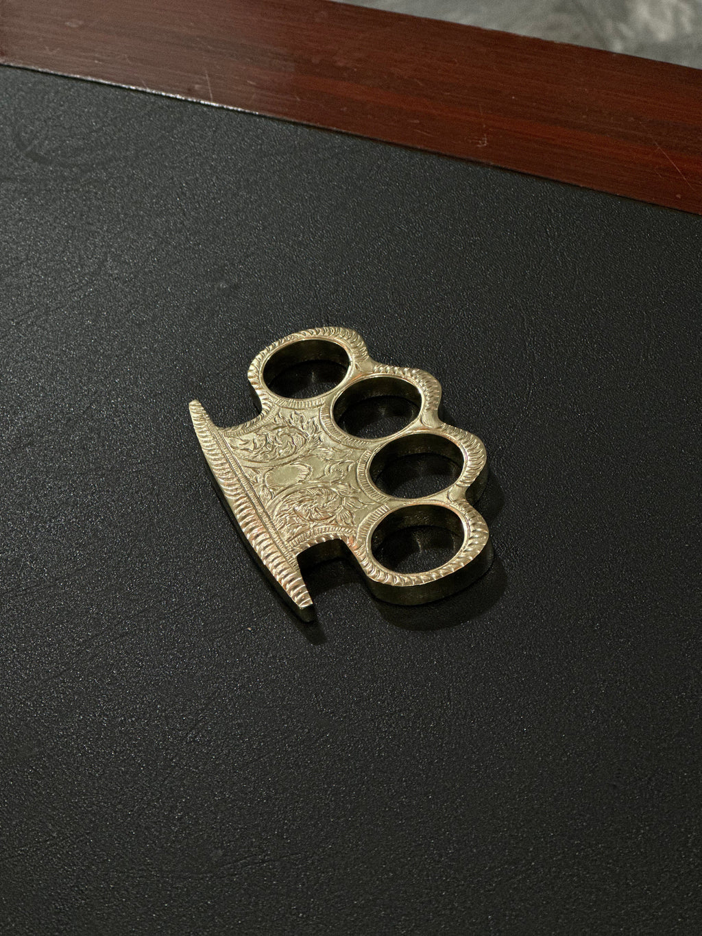 Luxury Custom Handmade Engraved Brass Knuckle with Deluxe Leather Sheath