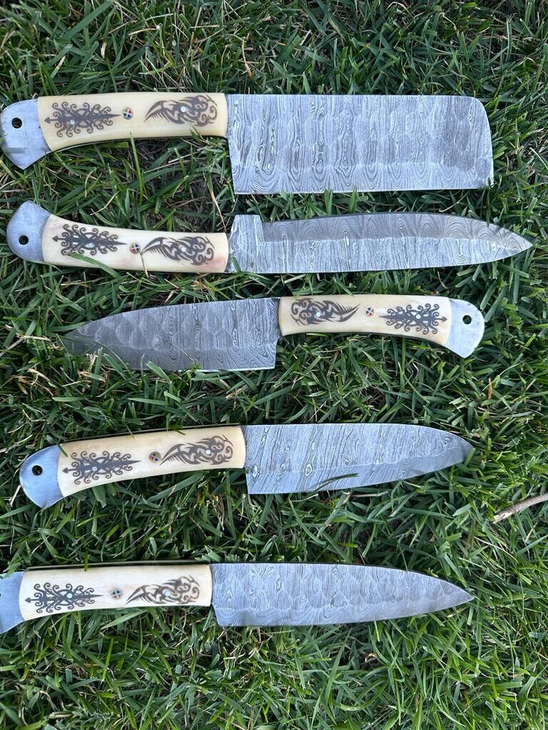 Custom Handmade Damascus Knife Kitchen Set | 9"-13" Blades