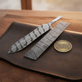 Damascus Zebra Pattern Billet Set with Shaped Blade Blank