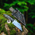 cskforged Ronin fixed-blade hunting knife with durable G10 handle, sharp blade, and tactical design shown in detailed close-up image.